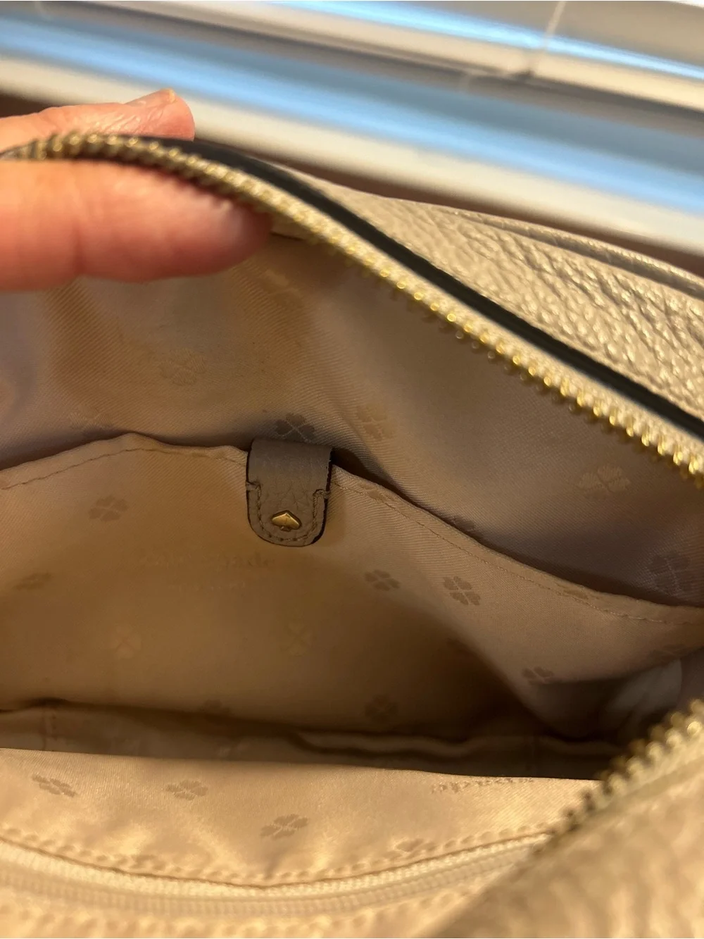 kate spade Gray Pebbled Leather Crossbody with Tassel